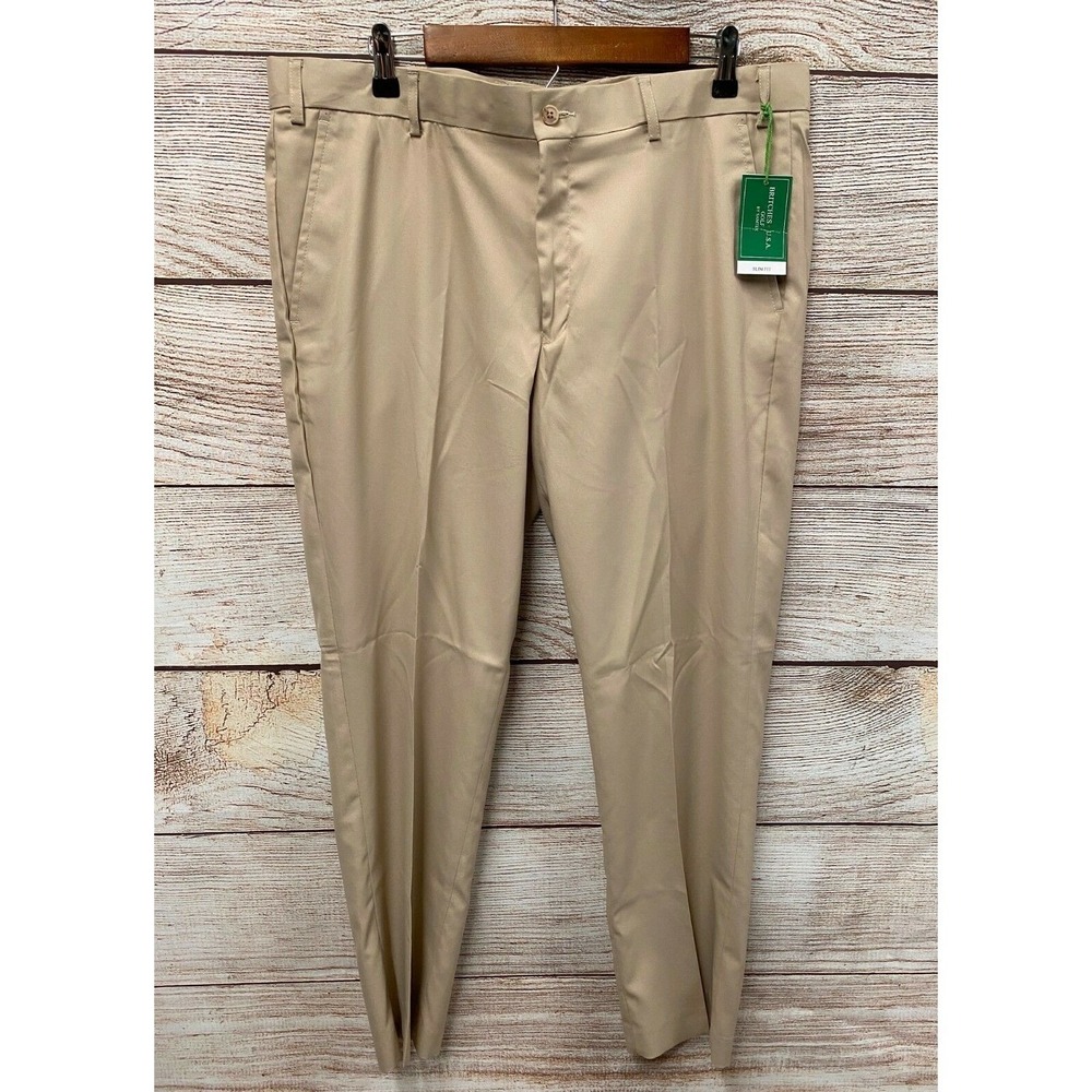 Britches Golf Pants Mens Size 36X30 (36" Actual Waist) Stone Polyester Slim New